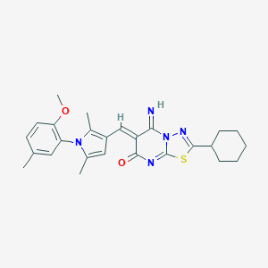 2-cyclohexyl-5-imino-6-{[1-(2-methoxy-5-methylphenyl)-2,5-dimethyl-1H-pyrrol-3-yl]methylene}-5,6-dihydro-7H-[1,3,4]thiadiazolo[3,2-a]pyrimidin-7-one