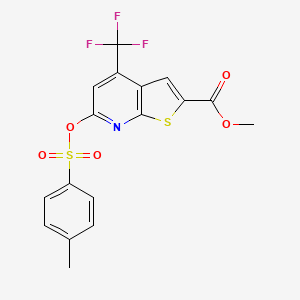 molecular formula C17H12F3NO5S2 B2954889 Methyl 6-(4-methylphenyl)sulfonyloxy-4-(trifluoromethyl)thieno[2,3-b]pyridine-2-carboxylate CAS No. 633315-51-2