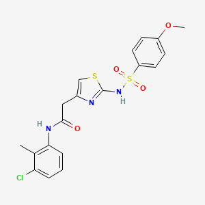 molecular formula C19H18ClN3O4S2 B2954902 N-(3-chloro-2-methylphenyl)-2-(2-(4-methoxyphenylsulfonamido)thiazol-4-yl)acetamide CAS No. 922129-39-3
