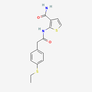 molecular formula C15H16N2O2S2 B2954925 2-(2-(4-(乙硫基)苯基)乙酰胺基)噻吩-3-甲酰胺 CAS No. 941883-35-8