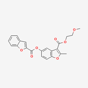 molecular formula C22H18O7 B2954928 2-Methoxyethyl 5-(1-benzofuran-2-carbonyloxy)-2-methyl-1-benzofuran-3-carboxylate CAS No. 314745-60-3