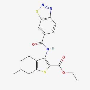 molecular formula C19H19N3O3S2 B2954932 Ethyl 3-[(1,2,3-benzothiadiazol-6-ylcarbonyl)amino]-6-methyl-4,5,6,7-tetrahydro-1-benzothiophene-2-carboxylate CAS No. 951901-96-5