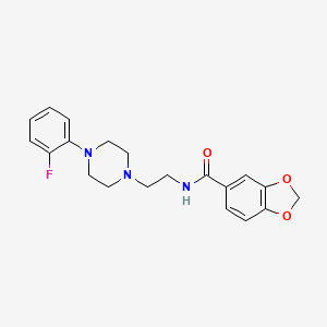 molecular formula C20H22FN3O3 B2954947 N-(2-(4-(2-fluorophenyl)piperazin-1-yl)ethyl)benzo[d][1,3]dioxole-5-carboxamide CAS No. 1049431-87-9