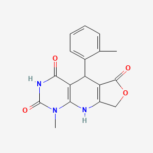 molecular formula C17H15N3O4 B2954961 13-Methyl-8-(2-methylphenyl)-5-oxa-2,11,13-triazatricyclo[7.4.0.0^{3,7}]trideca-1(9),3(7)-diene-6,10,12-trione CAS No. 863668-73-9