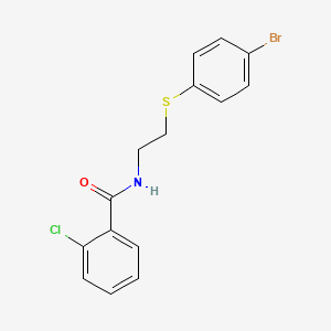 molecular formula C15H13BrClNOS B2954962 N-{2-[(4-溴苯基)硫代]乙基}-2-氯苯甲酰胺 CAS No. 338956-06-2