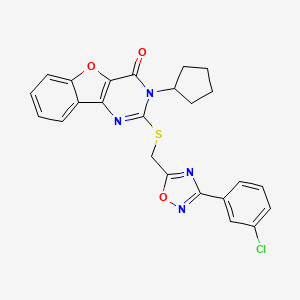 2-(((3-(3-chlorophenyl)-1,2,4-oxadiazol-5-yl)methyl)thio)-3-cyclopentylbenzofuro[3,2-d]pyrimidin-4(3H)-one