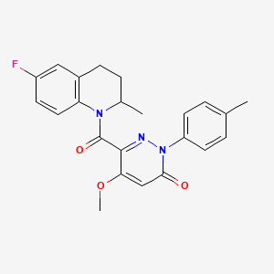 molecular formula C23H22FN3O3 B2954966 6-(6-fluoro-2-methyl-1,2,3,4-tetrahydroquinoline-1-carbonyl)-5-methoxy-2-(p-tolyl)pyridazin-3(2H)-one CAS No. 921835-91-8