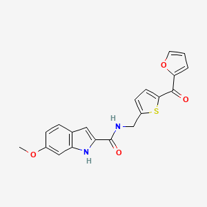 molecular formula C20H16N2O4S B2954973 N-((5-(furan-2-carbonyl)thiophen-2-yl)methyl)-6-methoxy-1H-indole-2-carboxamide CAS No. 1797963-44-0