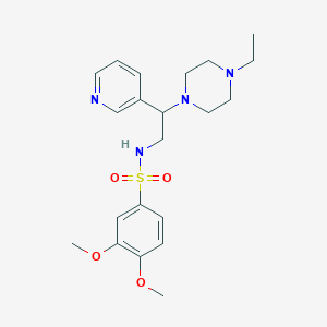 molecular formula C21H30N4O4S B2954998 N-(2-(4-ethylpiperazin-1-yl)-2-(pyridin-3-yl)ethyl)-3,4-dimethoxybenzenesulfonamide CAS No. 863558-55-8