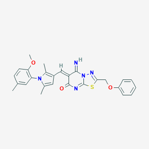 molecular formula C27H25N5O3S B295500 (6Z)-5-imino-6-{[1-(2-methoxy-5-methylphenyl)-2,5-dimethyl-1H-pyrrol-3-yl]methylidene}-2-(phenoxymethyl)-5,6-dihydro-7H-[1,3,4]thiadiazolo[3,2-a]pyrimidin-7-one 