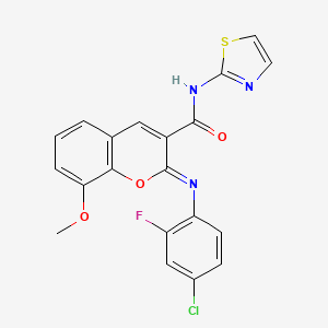 (2Z)-2-[(4-chloro-2-fluorophenyl)imino]-8-methoxy-N-(1,3-thiazol-2-yl)-2H-chromene-3-carboxamide