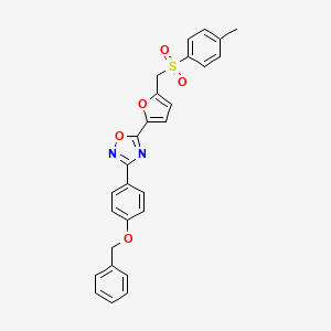 molecular formula C27H22N2O5S B2955006 3-(4-(苄氧基)苯基)-5-(5-(甲苯磺酰甲基)呋喃-2-基)-1,2,4-恶二唑 CAS No. 1358985-22-4