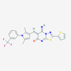 molecular formula C23H16F3N5OS2 B295501 6-({2,5-dimethyl-1-[3-(trifluoromethyl)phenyl]-1H-pyrrol-3-yl}methylene)-5-imino-2-(2-thienyl)-5,6-dihydro-7H-[1,3,4]thiadiazolo[3,2-a]pyrimidin-7-one 