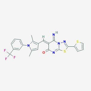 6-({2,5-dimethyl-1-[3-(trifluoromethyl)phenyl]-1H-pyrrol-3-yl}methylene)-5-imino-2-(2-thienyl)-5,6-dihydro-7H-[1,3,4]thiadiazolo[3,2-a]pyrimidin-7-one