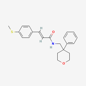 (E)-3-(4-(methylthio)phenyl)-N-((4-phenyltetrahydro-2H-pyran-4-yl)methyl)acrylamide