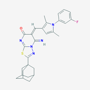 molecular formula C28H28FN5OS B295502 2-(1-adamantyl)-6-{[1-(3-fluorophenyl)-2,5-dimethyl-1H-pyrrol-3-yl]methylene}-5-imino-5,6-dihydro-7H-[1,3,4]thiadiazolo[3,2-a]pyrimidin-7-one 