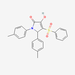 molecular formula C24H21NO4S B2955021 3-hydroxy-4-(phenylsulfonyl)-1,5-di-p-tolyl-1H-pyrrol-2(5H)-one CAS No. 1358683-02-9