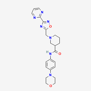 molecular formula C23H27N7O3 B2955028 N-(4-morpholinophenyl)-1-((3-(pyrimidin-2-yl)-1,2,4-oxadiazol-5-yl)methyl)piperidine-3-carboxamide CAS No. 1286719-66-1