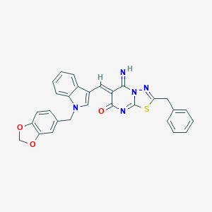 molecular formula C29H21N5O3S B295503 6-{[1-(1,3-benzodioxol-5-ylmethyl)-1H-indol-3-yl]methylene}-2-benzyl-5-imino-5,6-dihydro-7H-[1,3,4]thiadiazolo[3,2-a]pyrimidin-7-one 
