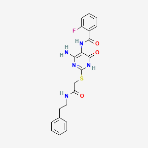 N-(4-amino-6-oxo-2-((2-oxo-2-(phenethylamino)ethyl)thio)-1,6-dihydropyrimidin-5-yl)-2-fluorobenzamide