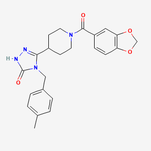 molecular formula C23H24N4O4 B2955042 5-[1-(1,3-benzodioxol-5-ylcarbonyl)piperidin-4-yl]-4-(4-methylbenzyl)-2,4-dihydro-3H-1,2,4-triazol-3-one CAS No. 1775558-61-6