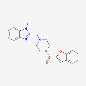 molecular formula C22H22N4O2 B2955044 benzofuran-2-yl(4-((1-methyl-1H-benzo[d]imidazol-2-yl)methyl)piperazin-1-yl)methanone CAS No. 1170130-34-3