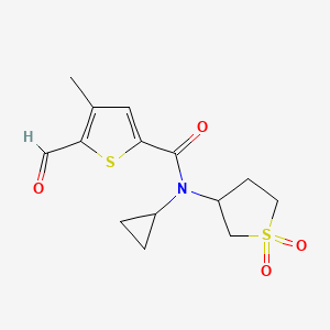 molecular formula C14H17NO4S2 B2955069 N-Cyclopropyl-N-(1,1-dioxothiolan-3-yl)-5-formyl-4-methylthiophene-2-carboxamide CAS No. 1384575-13-6