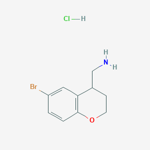 molecular formula C10H13BrClNO B2955075 (6-Bromo-3,4-dihydro-2H-chromen-4-yl)methanamine;hydrochloride CAS No. 2287273-12-3