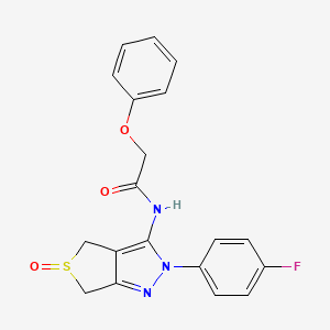 molecular formula C19H16FN3O3S B2955077 N-(2-(4-fluorophenyl)-5-oxido-4,6-dihydro-2H-thieno[3,4-c]pyrazol-3-yl)-2-phenoxyacetamide CAS No. 1007477-22-6