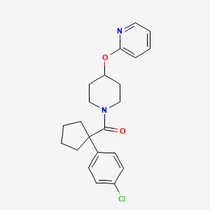 molecular formula C22H25ClN2O2 B2955079 (1-(4-Chlorophenyl)cyclopentyl)(4-(pyridin-2-yloxy)piperidin-1-yl)methanone CAS No. 1448136-81-9