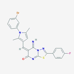 molecular formula C24H17BrFN5OS B295508 6-{[1-(3-bromophenyl)-2,5-dimethyl-1H-pyrrol-3-yl]methylene}-2-(4-fluorophenyl)-5-imino-5,6-dihydro-7H-[1,3,4]thiadiazolo[3,2-a]pyrimidin-7-one 
