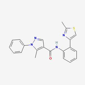 molecular formula C21H18N4OS B2955081 5-甲基-N-(2-(2-甲基噻唑-4-基)苯基)-1-苯基-1H-吡唑-4-甲酰胺 CAS No. 1705350-26-0