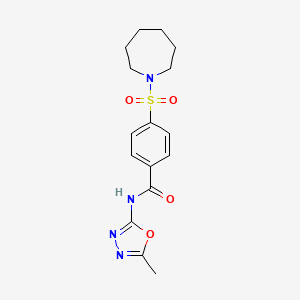molecular formula C16H20N4O4S B2955084 4-(azepan-1-ylsulfonyl)-N-(5-methyl-1,3,4-oxadiazol-2-yl)benzamide CAS No. 850936-59-3