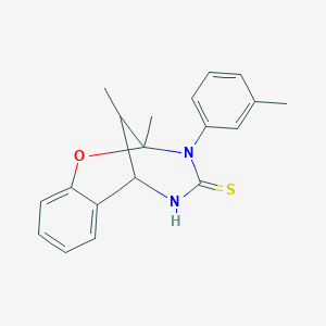 molecular formula C19H20N2OS B2955087 2,11-dimethyl-3-(3-methylphenyl)-2,3,5,6-tetrahydro-4H-2,6-methano-1,3,5-benzoxadiazocine-4-thione CAS No. 1024193-56-3