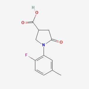 molecular formula C12H12FNO3 B2955103 1-(2-Fluoro-5-methylphenyl)-5-oxopyrrolidine-3-carboxylic acid CAS No. 346446-24-0