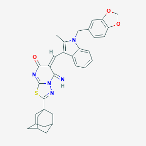 molecular formula C33H31N5O3S B295511 2-(1-adamantyl)-6-{[1-(1,3-benzodioxol-5-ylmethyl)-2-methyl-1H-indol-3-yl]methylene}-5-imino-5,6-dihydro-7H-[1,3,4]thiadiazolo[3,2-a]pyrimidin-7-one 