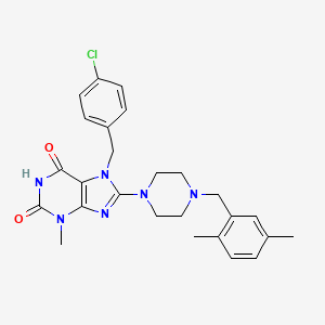 7-(4-chlorobenzyl)-8-(4-(2,5-dimethylbenzyl)piperazin-1-yl)-3-methyl-1H-purine-2,6(3H,7H)-dione