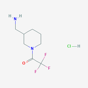 molecular formula C8H14ClF3N2O B2955128 1-[3-(Aminomethyl)piperidin-1-yl]-2,2,2-trifluoroethan-1-one hydrochloride CAS No. 1577102-34-1