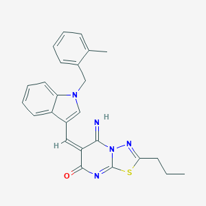 molecular formula C25H23N5OS B295513 5-imino-6-{[1-(2-methylbenzyl)-1H-indol-3-yl]methylene}-2-propyl-5,6-dihydro-7H-[1,3,4]thiadiazolo[3,2-a]pyrimidin-7-one 