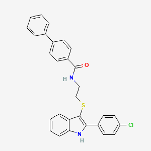 N-(2-((2-(4-chlorophenyl)-1H-indol-3-yl)thio)ethyl)-[1,1'-biphenyl]-4-carboxamide