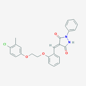 molecular formula C25H21ClN2O4 B295515 4-{2-[2-(4-Chloro-3-methylphenoxy)ethoxy]benzylidene}-1-phenylpyrazolidine-3,5-dione 
