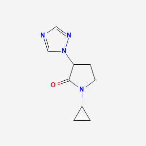 molecular formula C9H12N4O B2955154 1-Cyclopropyl-3-(1,2,4-triazol-1-yl)pyrrolidin-2-one CAS No. 2161004-23-3