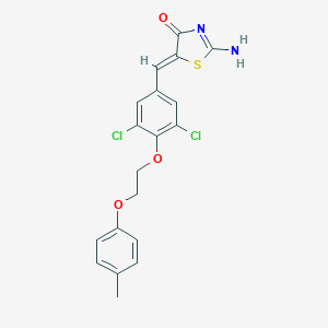 molecular formula C19H16Cl2N2O3S B295516 5-{3,5-Dichloro-4-[2-(4-methylphenoxy)ethoxy]benzylidene}-2-imino-1,3-thiazolidin-4-one 