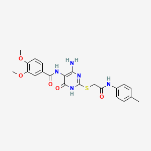 N-(4-amino-6-oxo-2-((2-oxo-2-(p-tolylamino)ethyl)thio)-1,6-dihydropyrimidin-5-yl)-3,4-dimethoxybenzamide