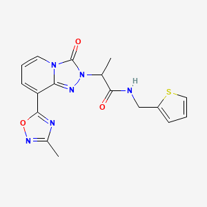 molecular formula C17H16N6O3S B2955169 2-[8-(3-甲基-1,2,4-恶二唑-5-基)-3-氧代[1,2,4]三唑并[4,3-a]吡啶-2(3H)-基]-N-(2-噻吩基甲基)丙酰胺 CAS No. 1396771-68-8