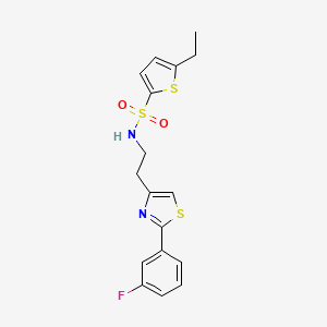 molecular formula C17H17FN2O2S3 B2955173 5-乙基-N-{2-[2-(3-氟苯基)-1,3-噻唑-4-基]乙基}噻吩-2-磺酰胺 CAS No. 933019-34-2