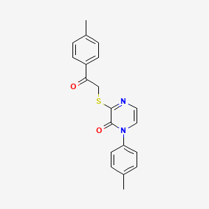 molecular formula C20H18N2O2S B2955183 3-((2-oxo-2-(p-tolyl)ethyl)thio)-1-(p-tolyl)pyrazin-2(1H)-one CAS No. 946300-41-0