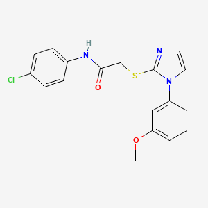 molecular formula C18H16ClN3O2S B2955193 N-(4-chlorophenyl)-2-[1-(3-methoxyphenyl)imidazol-2-yl]sulfanylacetamide CAS No. 851132-41-7