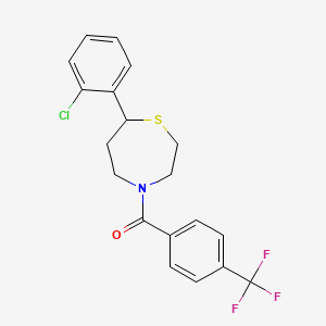 molecular formula C19H17ClF3NOS B2955197 (7-(2-Chlorophenyl)-1,4-thiazepan-4-yl)(4-(trifluoromethyl)phenyl)methanone CAS No. 1797092-99-9