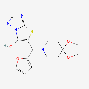 molecular formula C16H18N4O4S B2955198 5-(Furan-2-yl(1,4-dioxa-8-azaspiro[4.5]decan-8-yl)methyl)thiazolo[3,2-b][1,2,4]triazol-6-ol CAS No. 868220-76-2